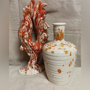 $50 Vintage 1970’s ceramic set! Chicken is 1ft tall vase 8 inch tall.